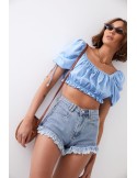 Sommerbluse mit kurzen Ärmeln, dunkelblau 2095 - Online-Shop - Boutique